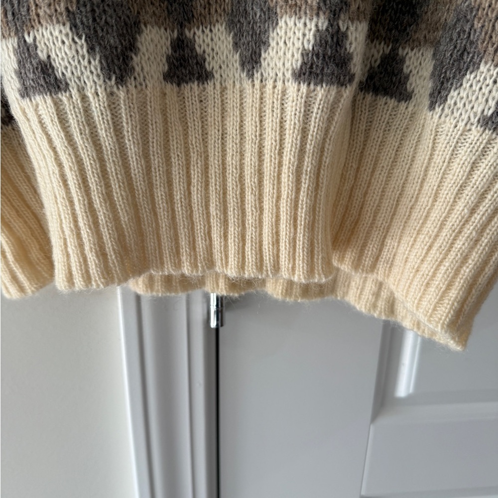 Nordic Vintage Wool Cozy Geometric Turtleneck Sweater Men's Small Unisex Womens - Picture 5 of 8